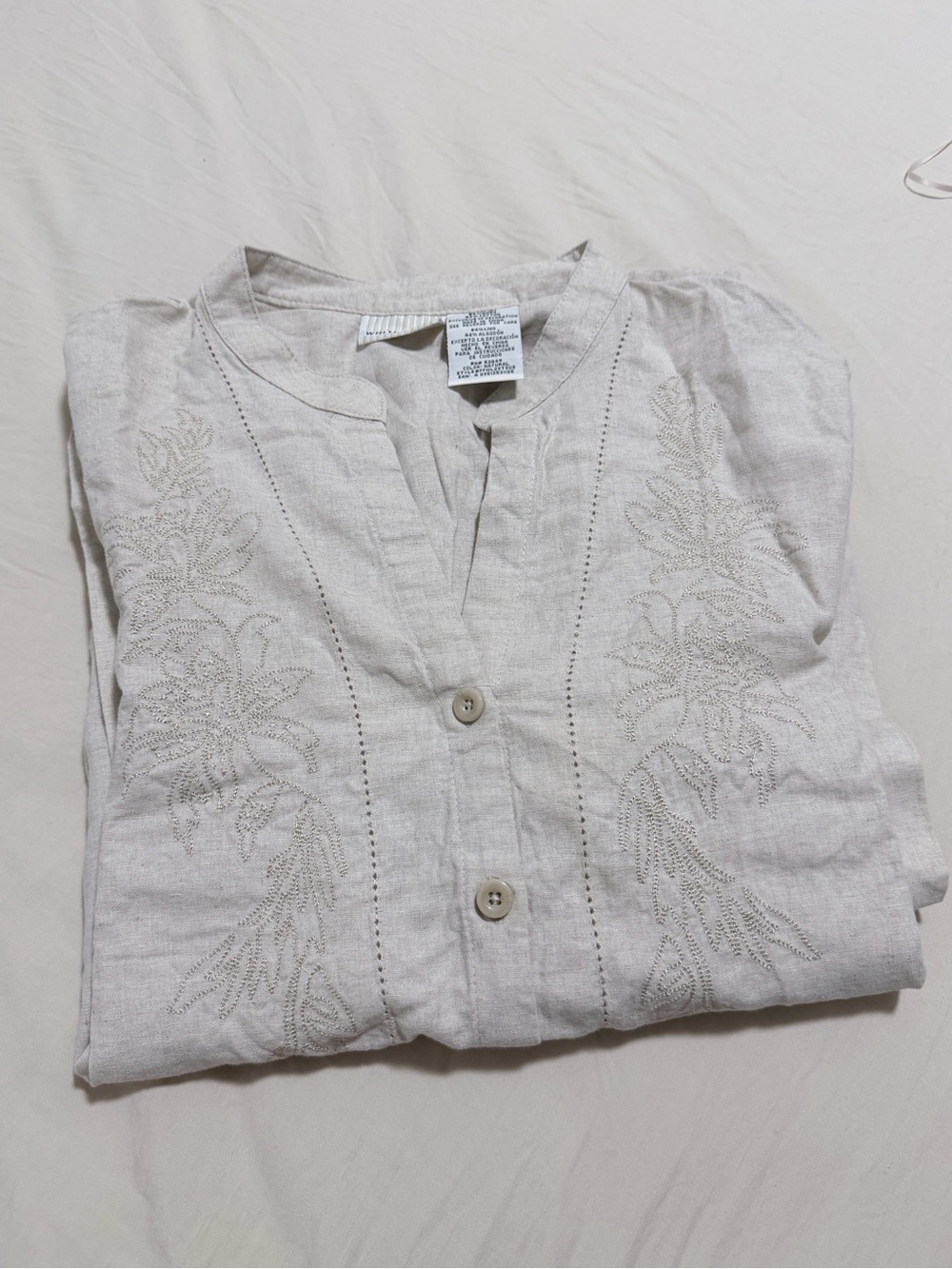 54% Linen 46% Cotton | Light Beige Top